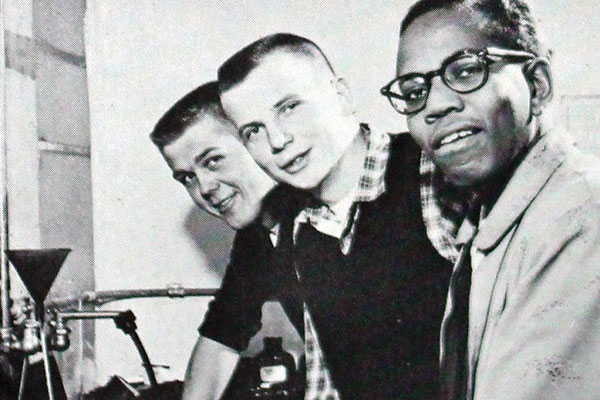 The camera club in 1957 included [L to R] Jerry Matison ’59, Stan Quanbeck ’59, and James Nichols ’58.